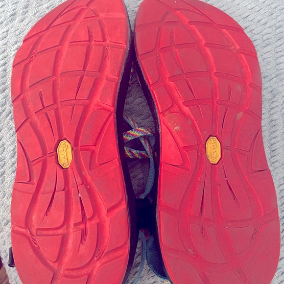 Chaco sandals EUC pink, red, blue, yellow, green adjustable straps for size 8-9 - Picture 5 of 5